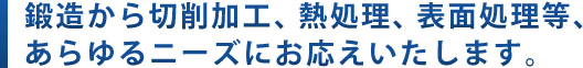 鍛造から切削加工、熱処理、表面処理等、あらゆるニーズにお応えします。